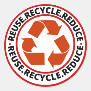 Pegatina Redonda Reciclar símbolo negro