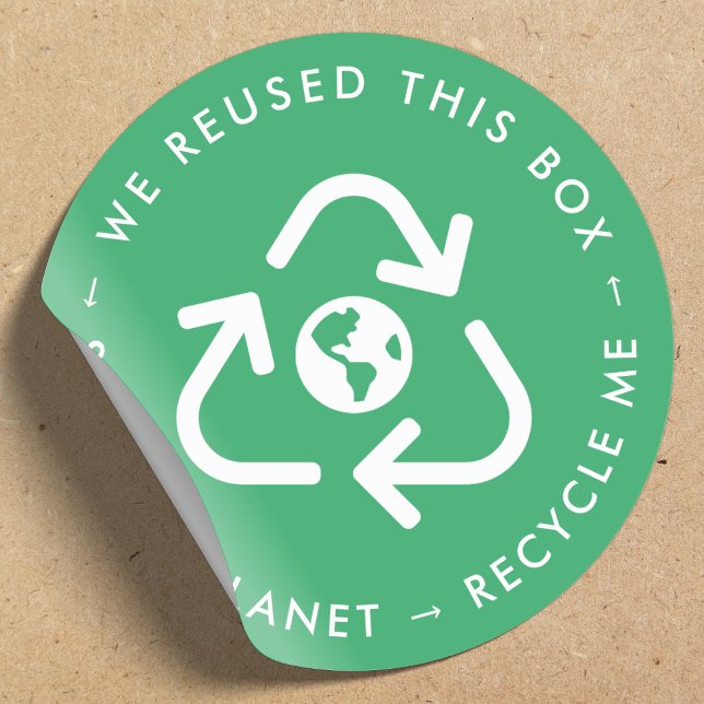 Pegatina Redonda Reciclarme paquetes reutilizados Guardar el planet (Subido por el creador)