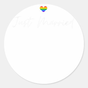 Pegatina Redonda Recién casado Boda gay LGBTQ Lesbiana novia Gay