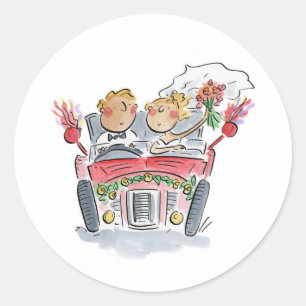 Pegatina Redonda Recién Casados