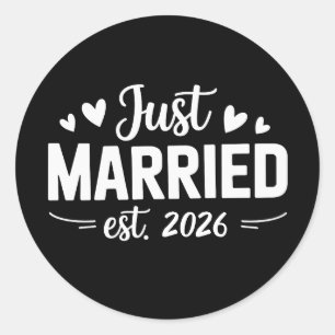 Pegatina Redonda Recién Casados Est 2026 Fiesta de Boda Esposa Mari