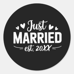 Pegatina Redonda Recién Casados Personalizado Est Fiesta de Boda Es