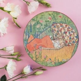 Pegatina Redonda Recién nacido Vintage Rie Cramer