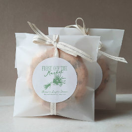 Pegatina Redonda Recién salido del mercado: Desayuno de novia verde