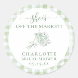 Pegatina Redonda Recién Salido del Mercado Desayuno Nupcial Agricul