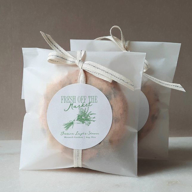 Pegatina Redonda Recién salido del mercado Green Bridal Shower (Subido por el creador)