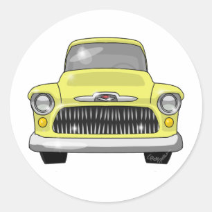 Pegatina Redonda Recogida de Chevy Amarillo de 1957