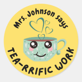 Pegatina Redonda Recompensa a estudiantes por un trabajo estupendo 