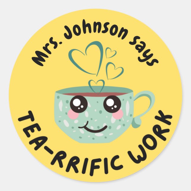 Pegatina Redonda Recompensa a estudiantes por un trabajo estupendo  (Anverso)