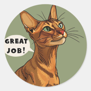 Pegatina Redonda Recompensa de profesor gato abisinio Gran trabajo