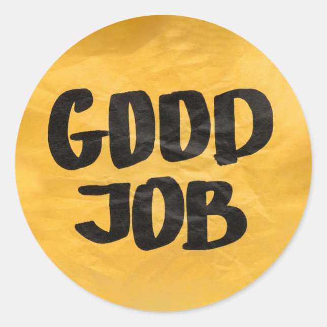 Pegatina Redonda Reconocimiento de buen empleo y elogios positivos  (Anverso)