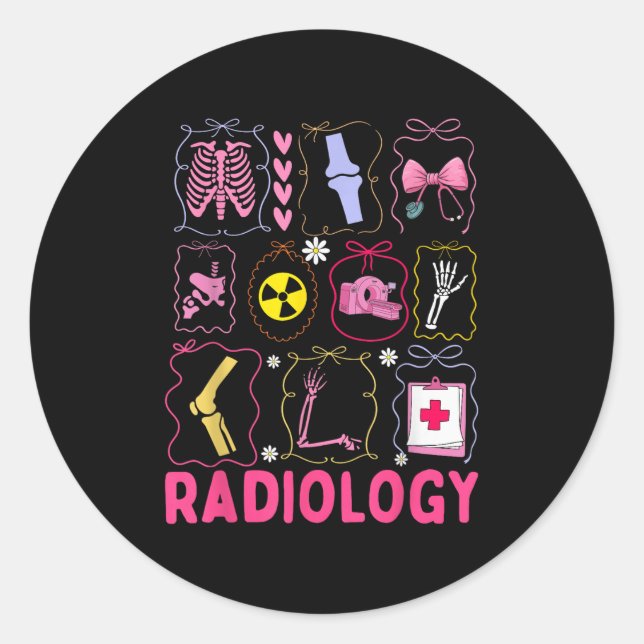 Pegatina Redonda Reconocimiento Xray Rad Tech Radiology Healthcare (Anverso)