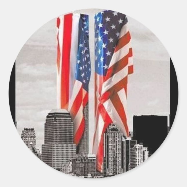 Pegatina Redonda Recordar 9/11 (Anverso)