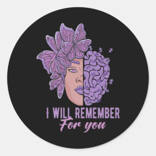 Pegatina Redonda Recordará Para Usted Alzheimerheimer Awareness Bu