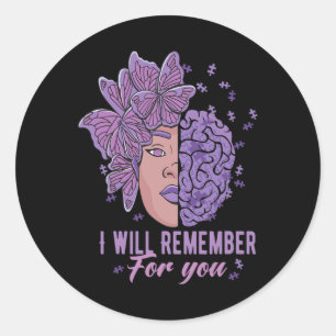 Pegatina Redonda Recordará Para Usted Alzheimerheimer Awareness Bu