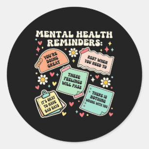 Pegatina Redonda Recordatorio de Salud Mental Ansiedad Positivo Sé