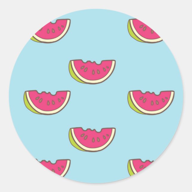 Pegatina Redonda Recortes de la sandía en el patrón Verde azulado (Anverso)