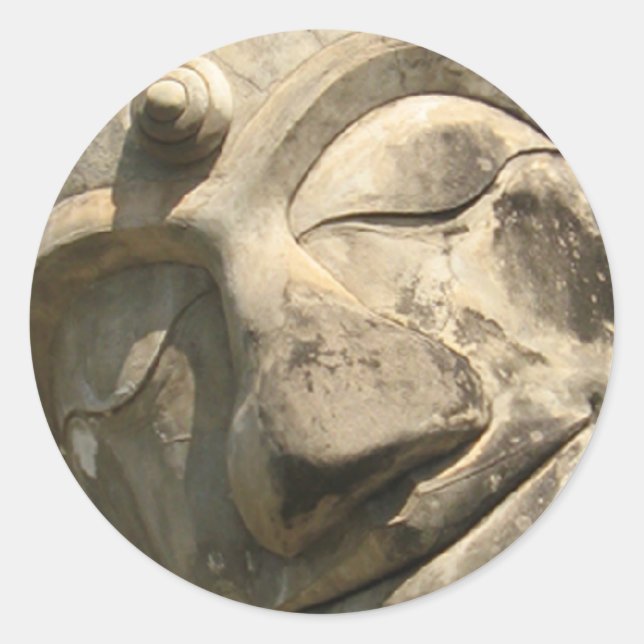 Pegatina Redonda Rectificando Buda... Nong Khai, Isan, Tailandia (Anverso)