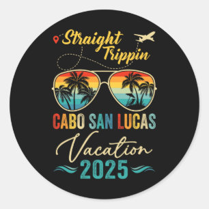 Pegatina Redonda Recto Viaje Cabo San Lucas 2025 Verano Familiar