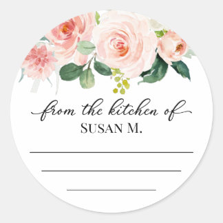 Pegatina Redonda recubrimiento de flores rosas, mermelada, conserva