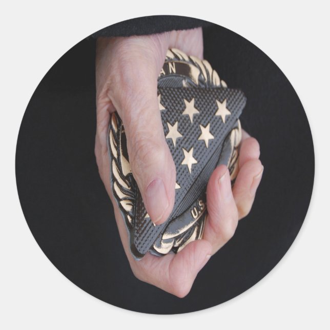 Pegatina Redonda Recuerde a nuestros veteranos (Anverso)