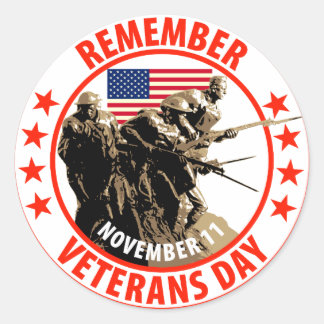 Pegatina Redonda Recuerde el Día de los Veteranos
