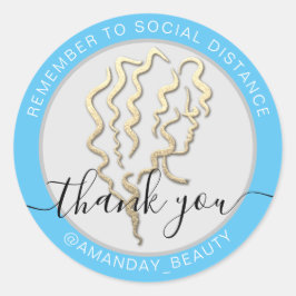 Pegatina Redonda Recuerde Mantener La Distancia Social Belleza Grac