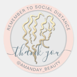 Pegatina Redonda Recuerde Mantener La Distancia Social Belleza Grac