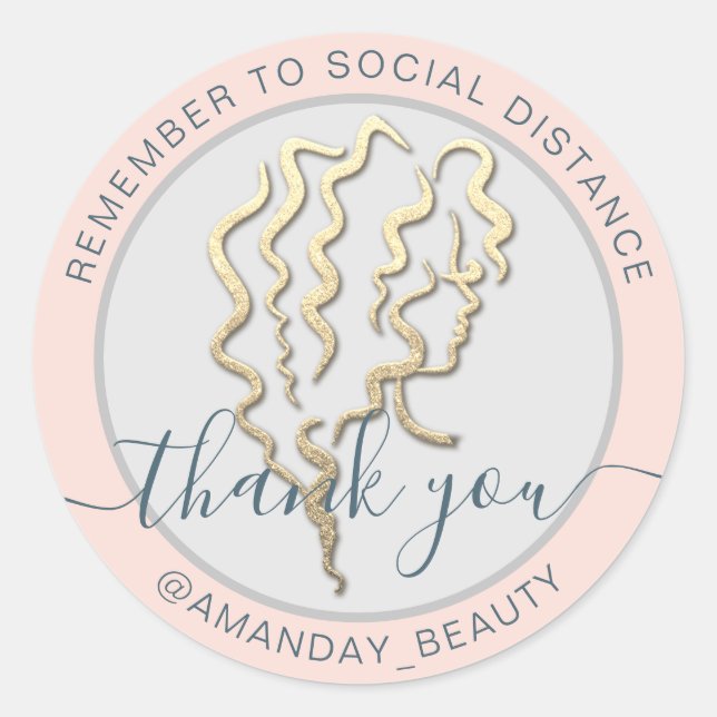Pegatina Redonda Recuerde Mantener La Distancia Social Belleza Grac (Anverso)
