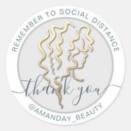 Pegatina Redonda Recuerde Mantener la distancia social Belleza Grac