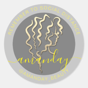 Pegatina Redonda Recuerde Mantener La Distancia Social Nombre De Sa