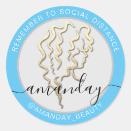 Pegatina Redonda Recuerde Mantener La Distancia Social Nombre De Sa