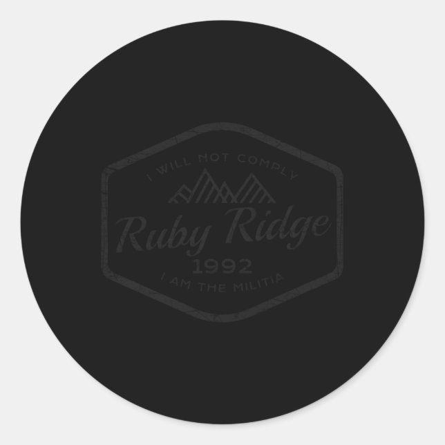 Pegatina Redonda Recuerde Ruby Ridge 1992 No Cumpliré (Anverso)