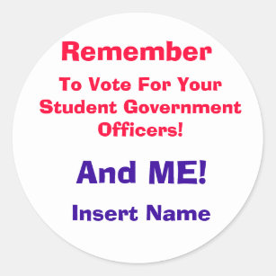 Pegatina Redonda Recuerde, votar por su gobierno O del estudiante…