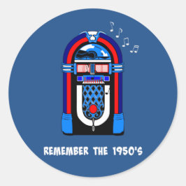 Pegatina Redonda Recuerden los años 50, texto blanco de color oscur