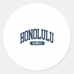 Pegatina Redonda Recuerdo Antiguo Honolulu Hawaii Oahu Hombres Muje