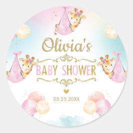Pegatina Redonda Recuerdo de agradecimiento para baby shower de niñ