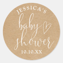 Recuerdo de baby shower boho rústico kraft neutral
