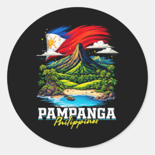 Pegatina Redonda Recuerdo de bandera filipina de Pampanga Filipinas