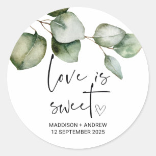 Pegatina Redonda Recuerdo de boda agradecido de novia y novio Recue