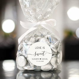 Pegatina Redonda Recuerdo de boda de crema dulce de amor