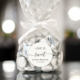 Pegatina Redonda Recuerdo de boda de crema dulce de amor