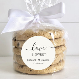 Pegatina Redonda Recuerdo de boda de crema dulce de amor