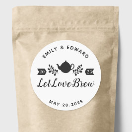 Pegatina Redonda Recuerdo de boda de té Let Love Brew