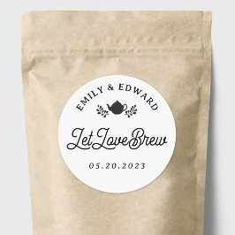 Pegatina Redonda Recuerdo de boda de té Let Love Brew