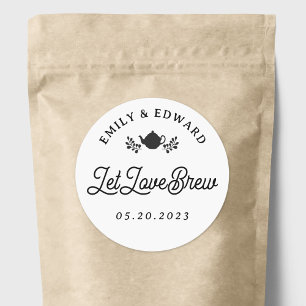 Pegatina Redonda Recuerdo de boda de té Let Love Brew