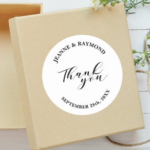 Pegatina Redonda Recuerdo de Boda Minimalista Simple Personalizado
