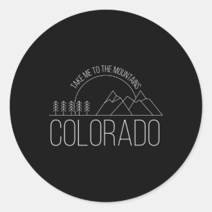 Pegatina Redonda Recuerdo de Colorado Senderismo Llévame a las Mont
