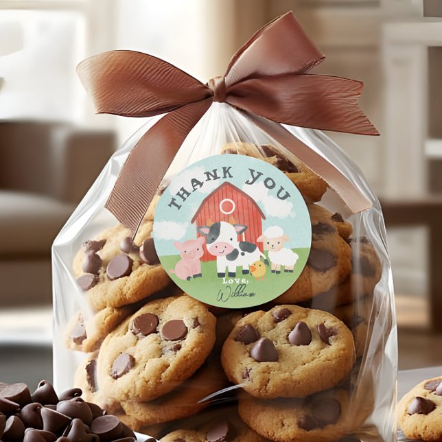 Pegatina Redonda Recuerdo de cumpleaños de granja de animales lindo (Subido por el creador)