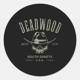 Pegatina Redonda Recuerdo de diseño angustiado de Deadwood Dakota d